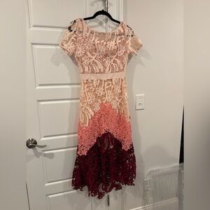 Maje Pink and Maroon Lace Dress